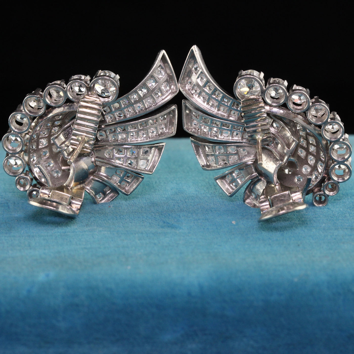 Antique Art Deco Platinum Old Mine Cut and Rose Cut Diamond Earrings