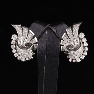 Antique Art Deco Platinum Old Mine Cut and Rose Cut Diamond Earrings