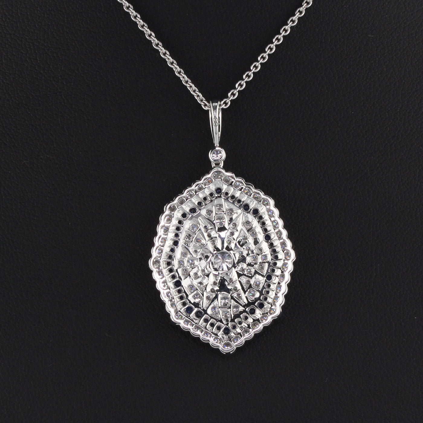 Vintage Estate 18K White Gold Diamond and Sapphire Necklace