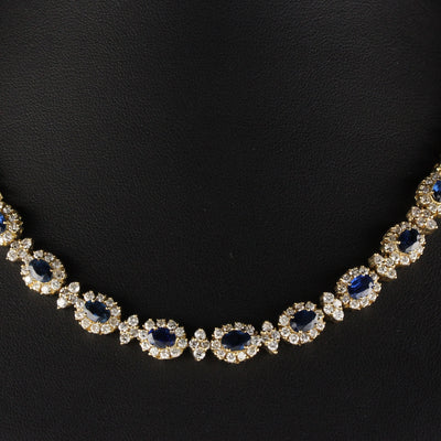 14K Yellow Gold Diamond And Sapphire Necklace