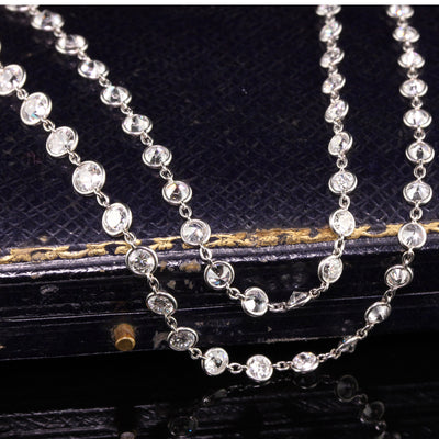Antique Art Deco Platinum Graduated Old European Diamonds by the Yard Necklace