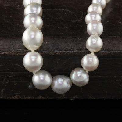 Antique Art Deco Saltwater Akoya Pearl Necklace with Platinum Diamond Clasp - GIA!