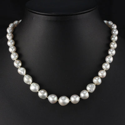 Antique Art Deco Saltwater Akoya Pearl Necklace with Platinum Diamond Clasp - GIA!