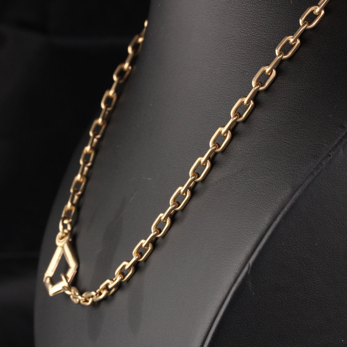 Antique Art Deco 14K Yellow Gold Solid Link Chain Necklace - 19 Inches