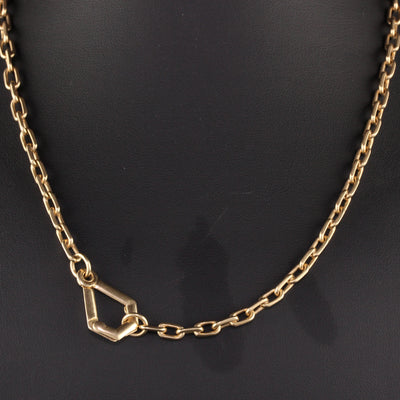 Antique Art Deco 14K Yellow Gold Solid Link Chain Necklace - 19 Inches