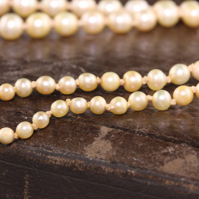 Antique Art Deco 18K Yellow Gold Natural Pearl Akoya Pearl Strand Necklace