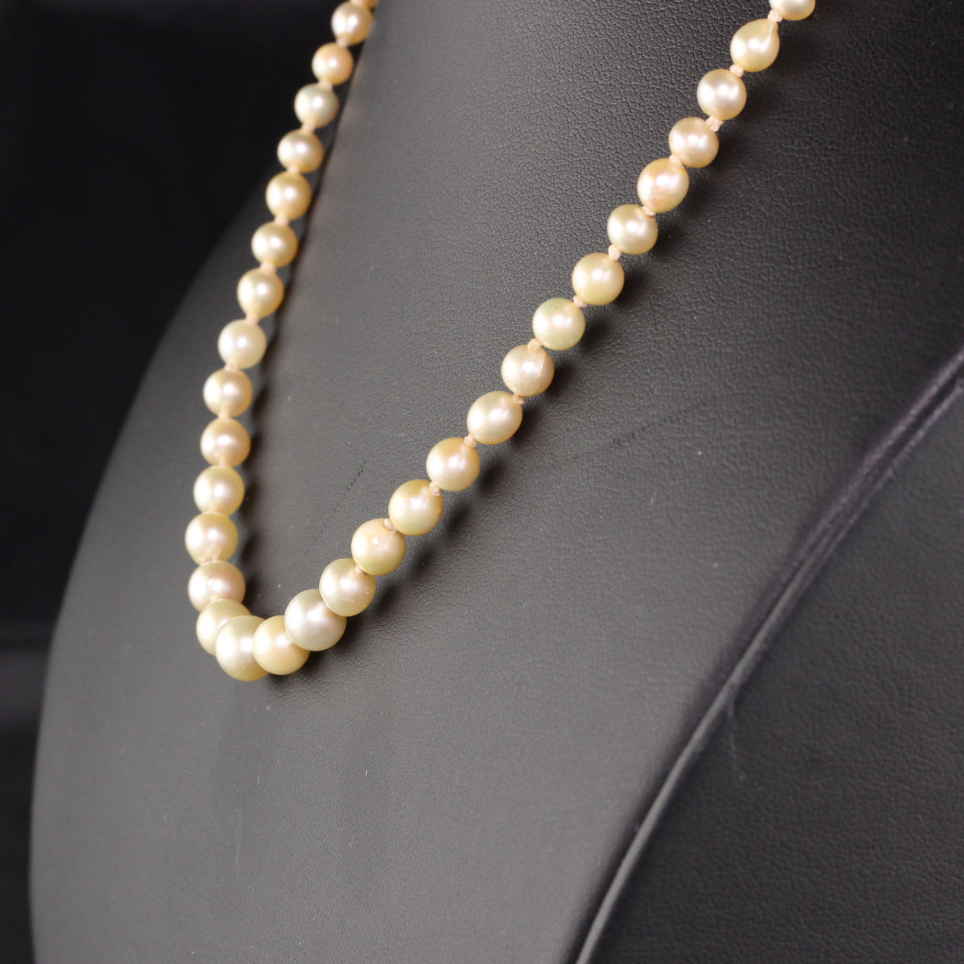 Antique Art Deco 18K Yellow Gold Natural Pearl Akoya Pearl Strand Necklace