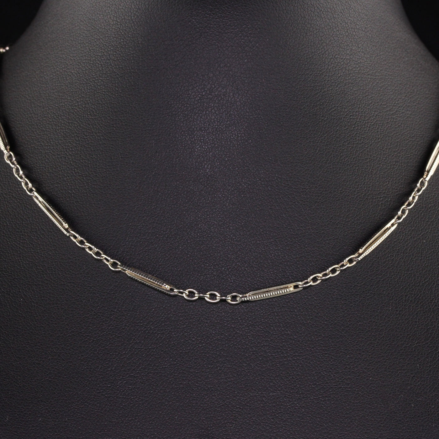 Antique Art Deco 18K White Gold Intricate Link Chain - 14 inches