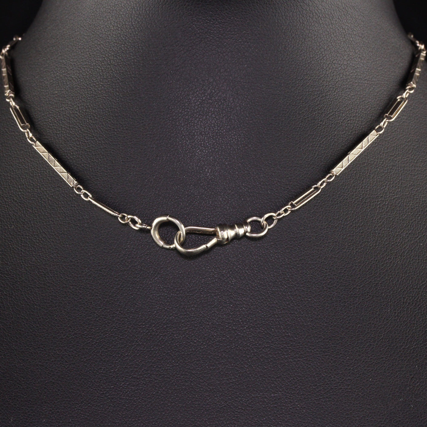 Antique Art Deco 14K White Gold Intricate Link Chain - 13 inches