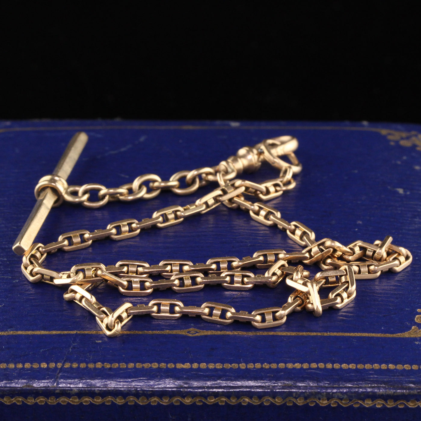 Antique Art Deco 14K Yellow Gold Chain Link Watch Fob Necklace