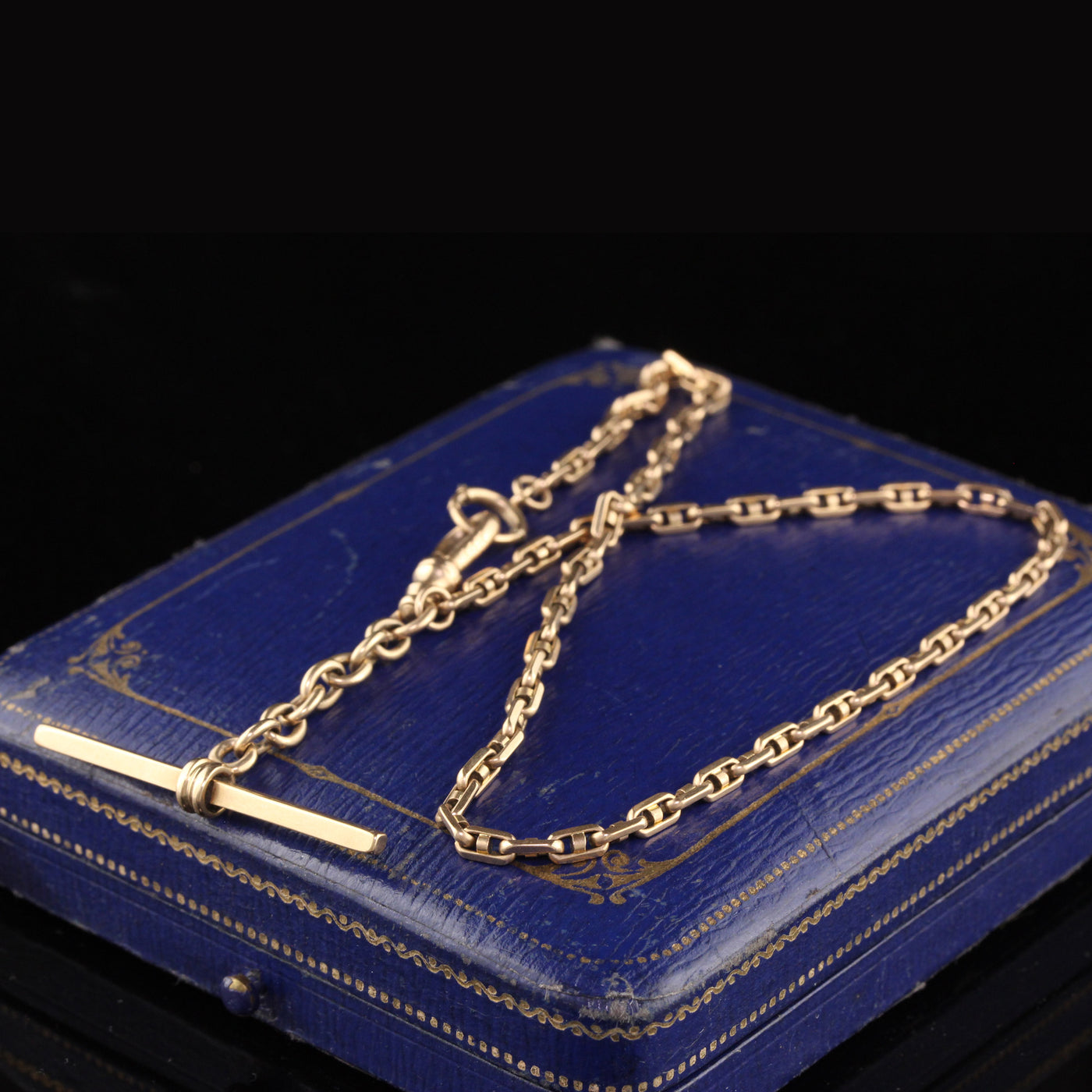 Antique Art Deco 14K Yellow Gold Chain Link Watch Fob Necklace