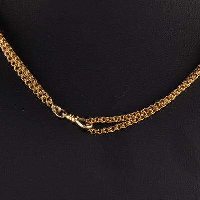 Antique Victorian 14K Yellow Gold Old Euro Diamond Lariat Necklace - 50 inches