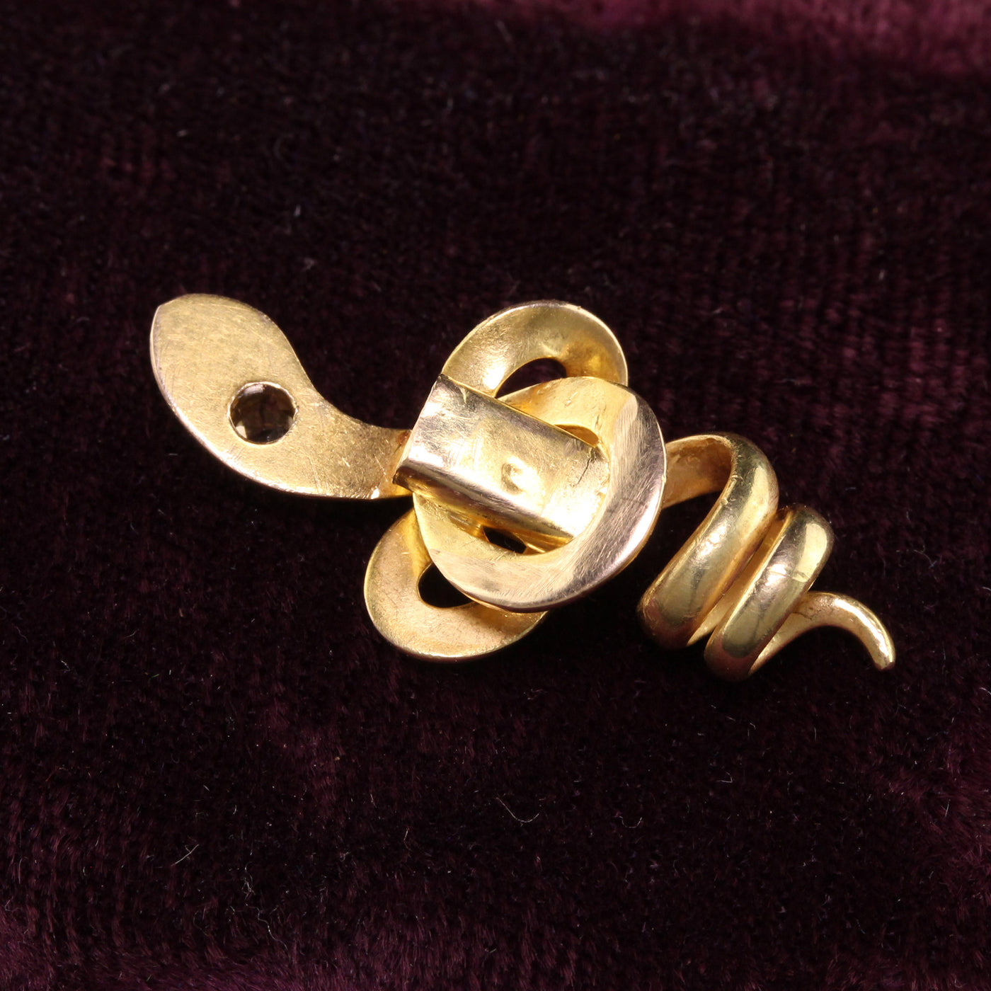 Antique Victorian 18K Yellow Gold Rose Cut Diamond Snake Slider Pendant