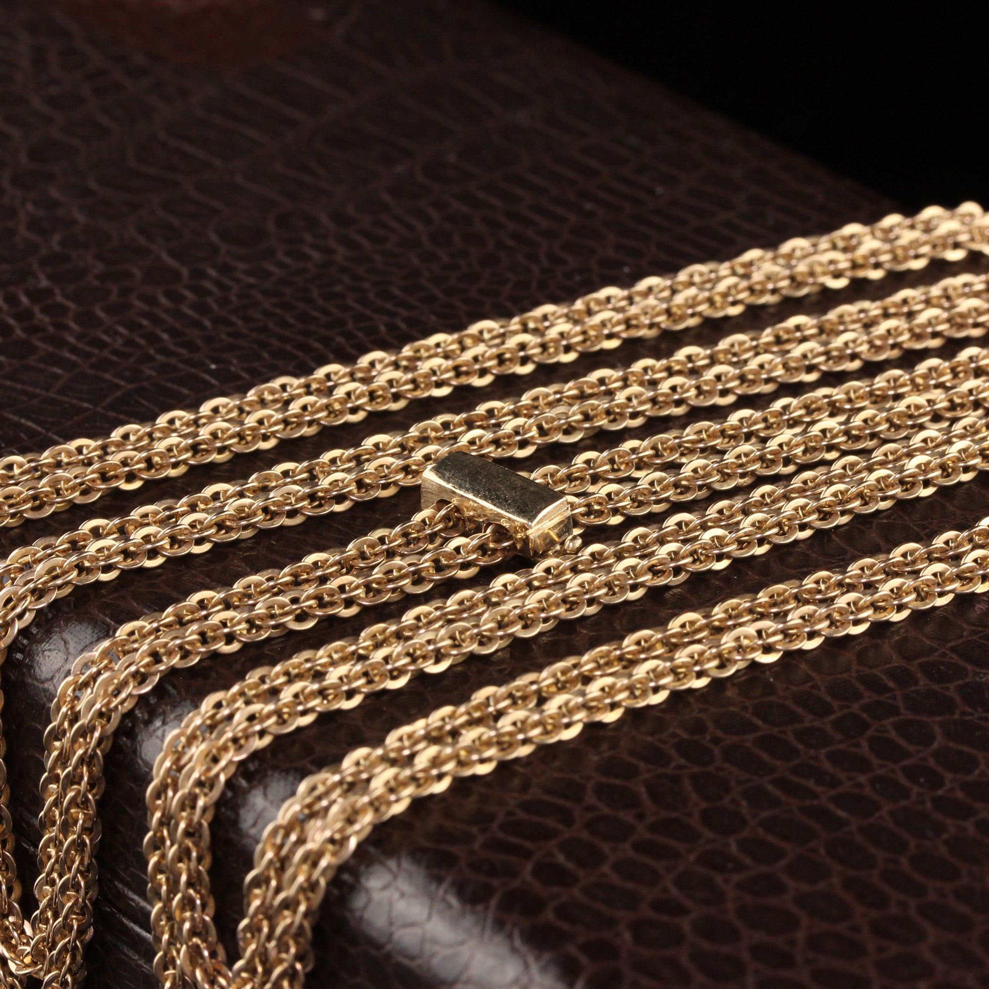 アクセサリー US 1920's 14K gold chain necklace Antique 1920s Art Deco 14k Yellow Gold 1mm Cable Chain 14 7