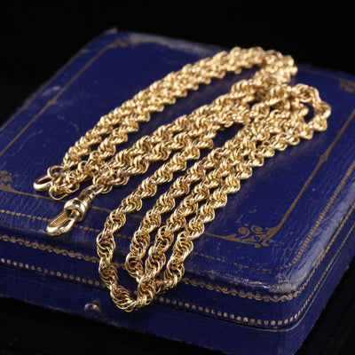 Antique Victorian 10K Yellow Gold Rope Link Chain Necklace - 27 inches