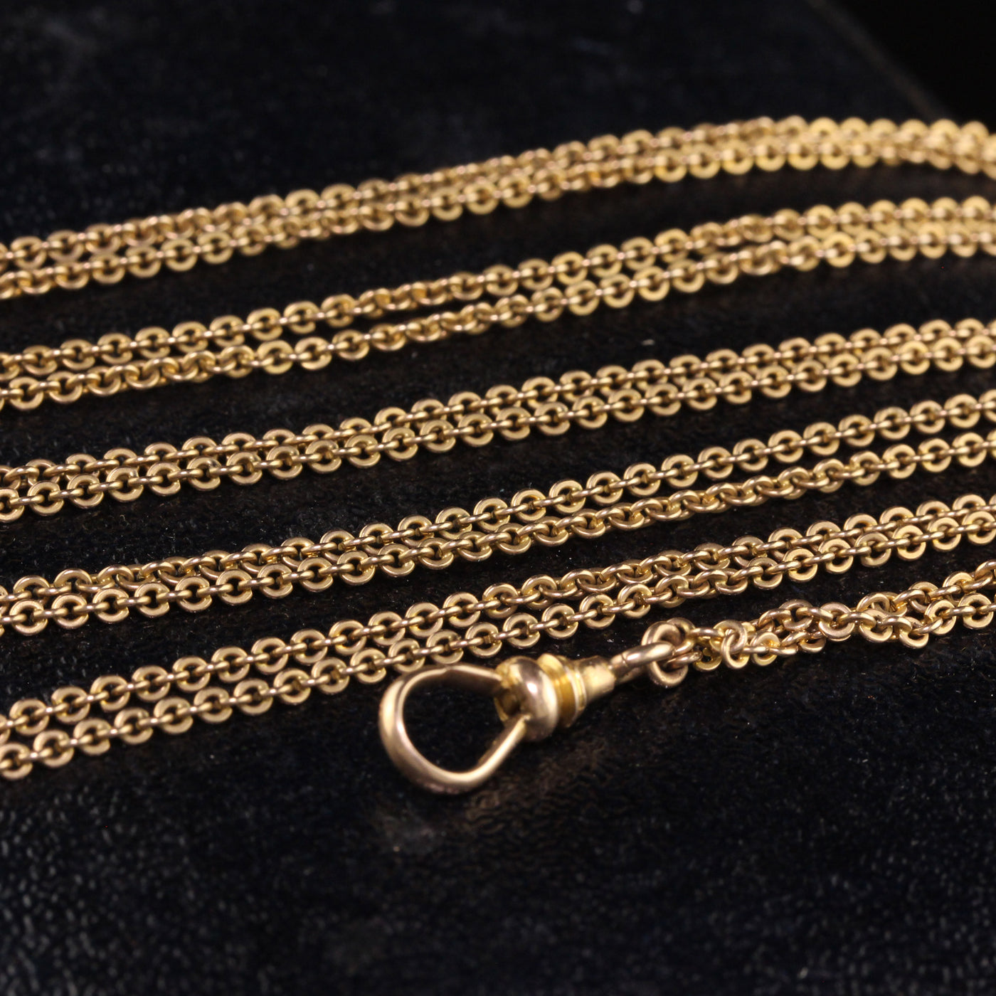 Antique Victorian 14K Yellow Gold Cable Link Chain Slider Necklace - 50 inches