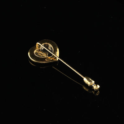 Vintage Chopard 18K Yellow Gold Happy Diamonds Heart Stick Pin