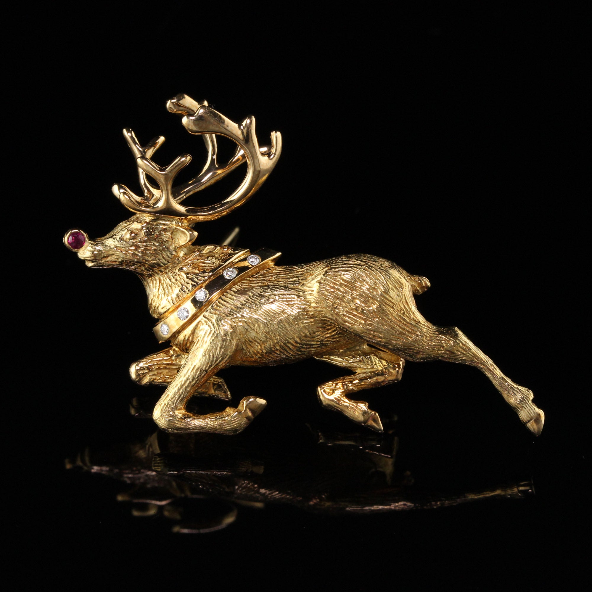 Gold or Silver Beautiful Antlers Reindeer Diamond Brooch AAAAA Cubic Zirconia | 18k Gold Plated | Couture factory Cocktail Brooch