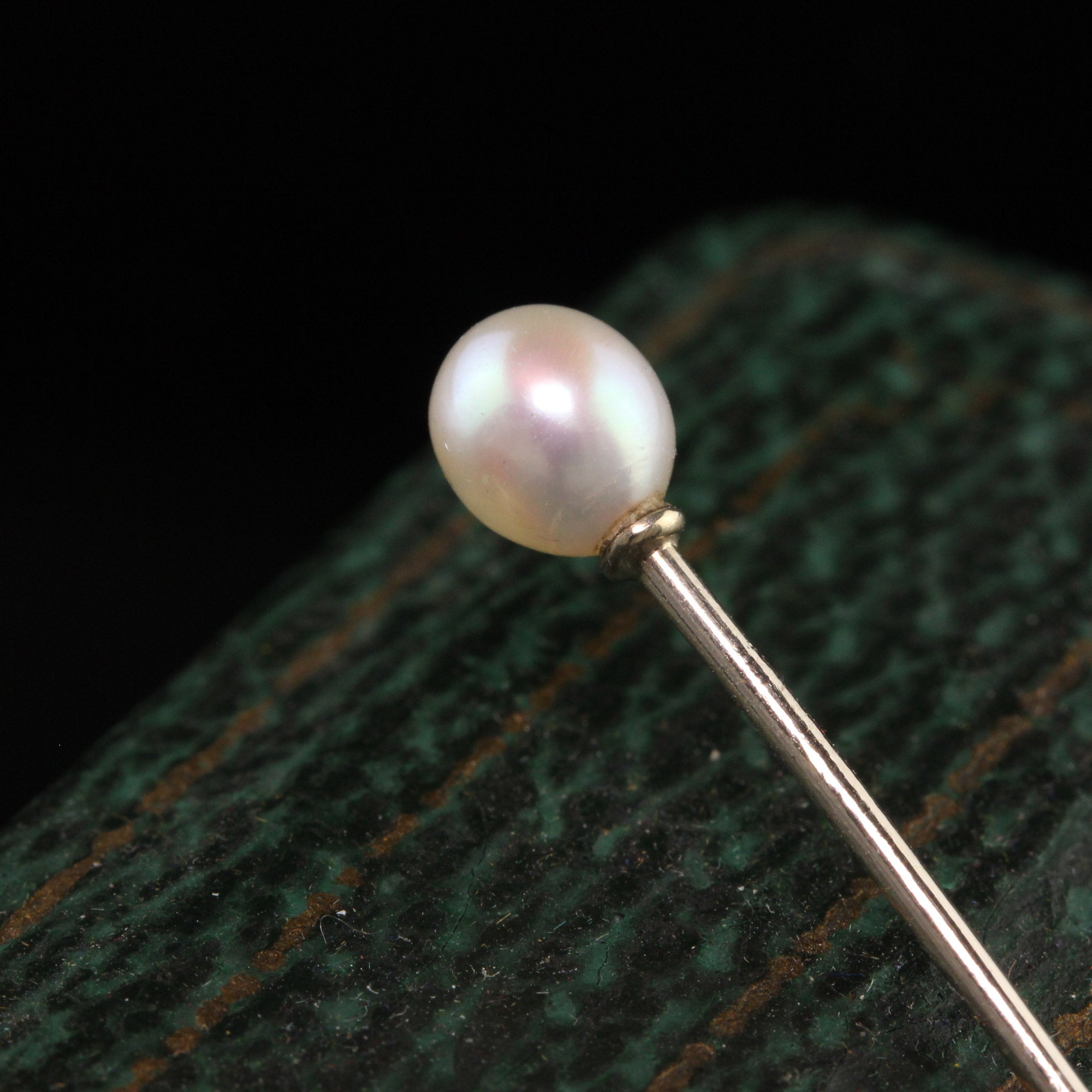 Vintage Pearl Stick Pin 14K Yellow Gold