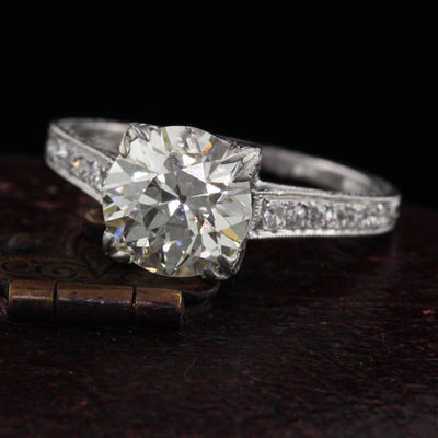 	Antique Art Deco Platinum & 2.19 ct Diamond Engagement Ring