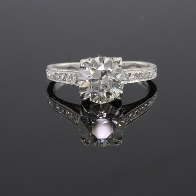 	Antique Art Deco Platinum & 2.19 ct Diamond Engagement Ring