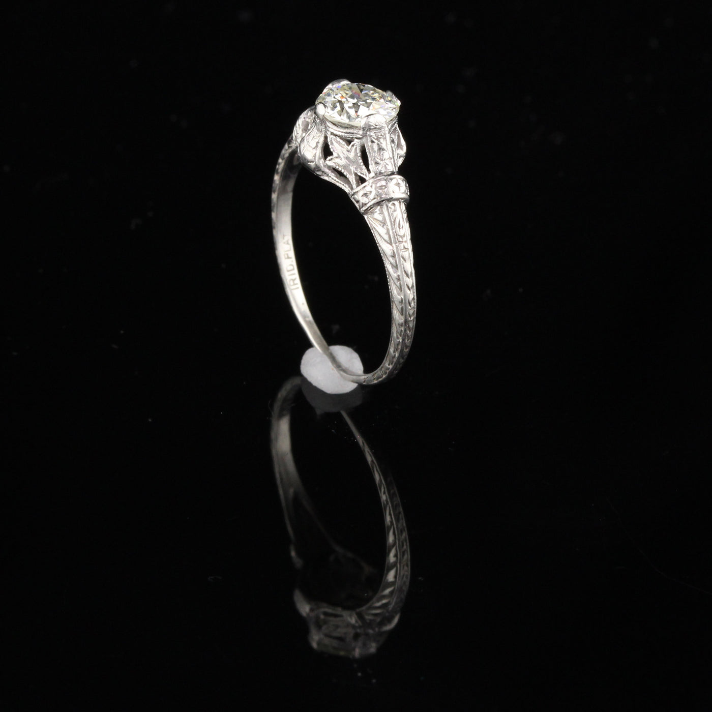 Antique Art Deco Platinum Diamond Engagement Ring - Size 6 3/4