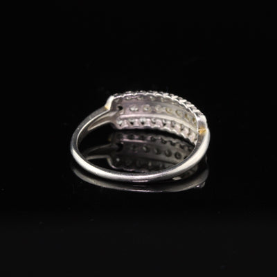 Antique Art Deco Platinum Wedding Band With Diamonds - Size 6 1/2