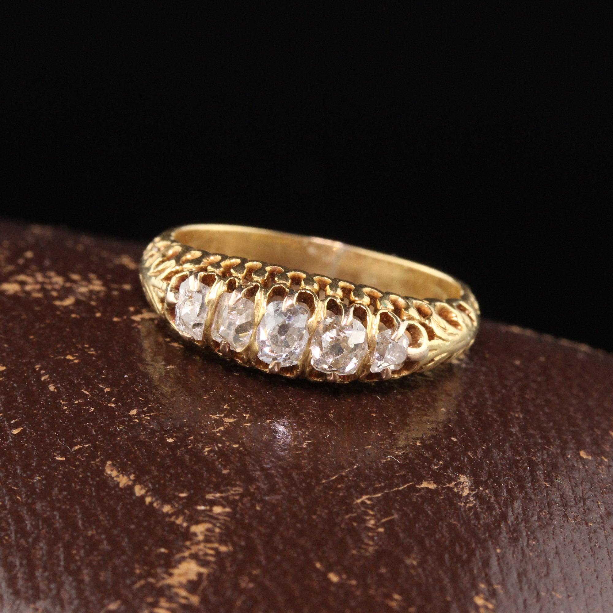 Antique Victorian 18K Yellow Gold Diamond Five Stone Ring – The Antique ...