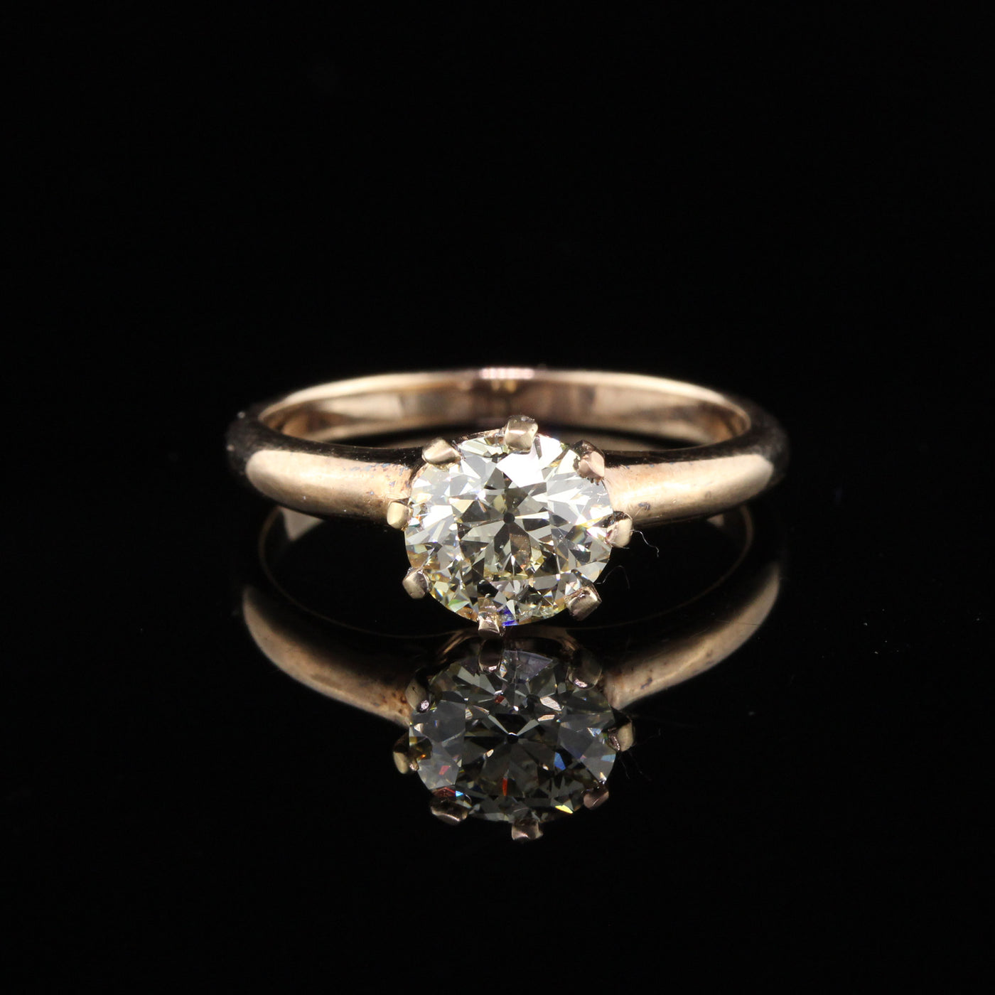 Antique Victorian 14K Yellow Gold Solitaire Diamond Engagement Ring