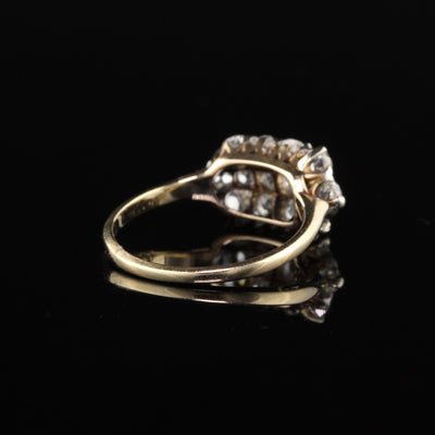 Antique Edwardian 14K Yellow Gold Platinum Top Diamond Ring