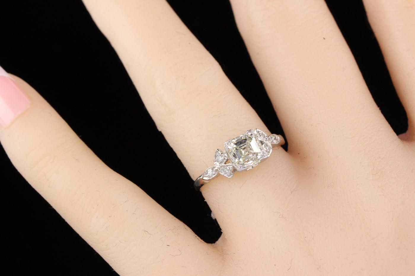 Antique Art Deco 1.26 ct Asscher Cut Diamond Engagement Ring - GIA Certified!