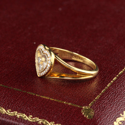 Vintage Chopard 18K Yellow Gold Happy Diamonds Heart Ring