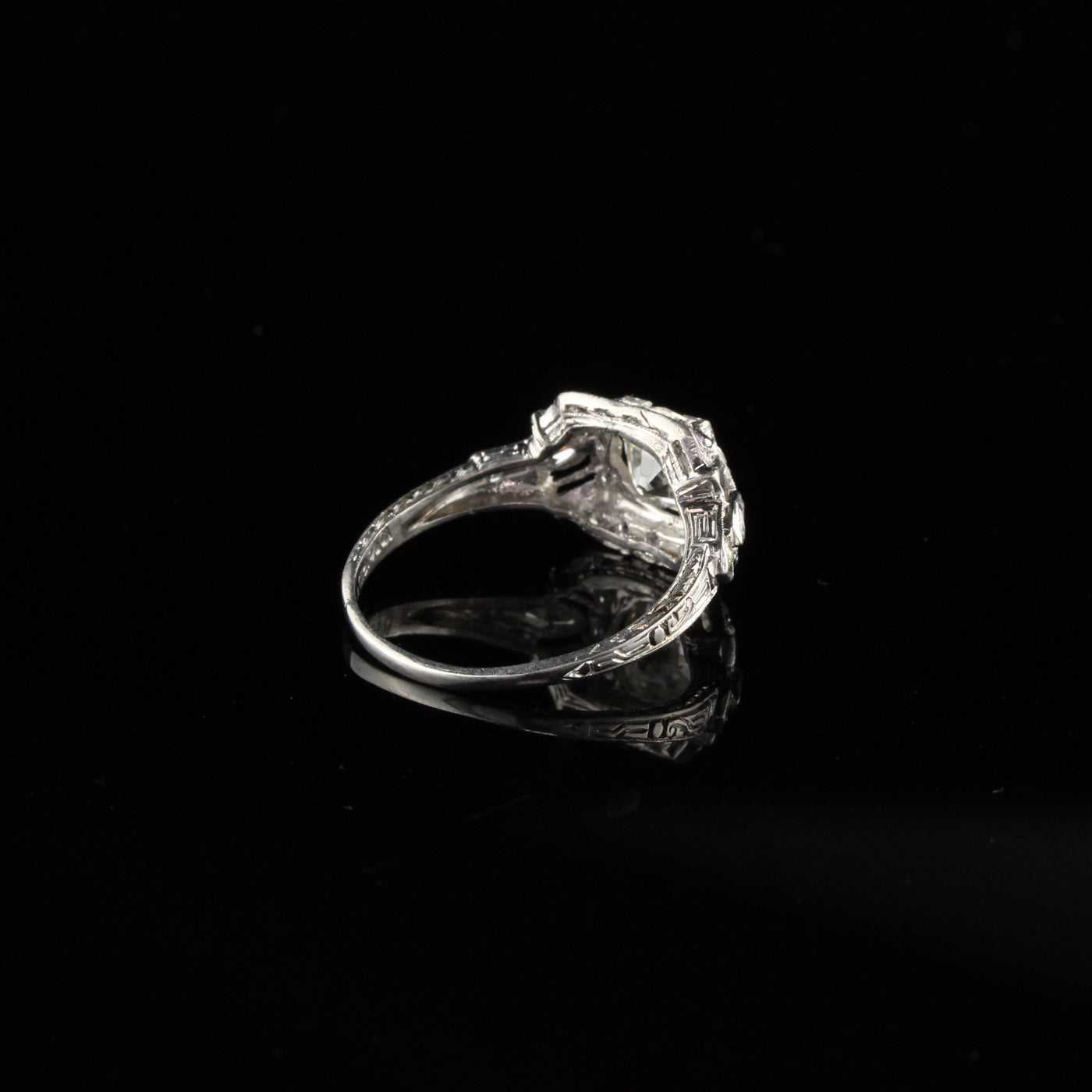 Antique Art Deco Platinum Engagement Ring - Size 6 3/4