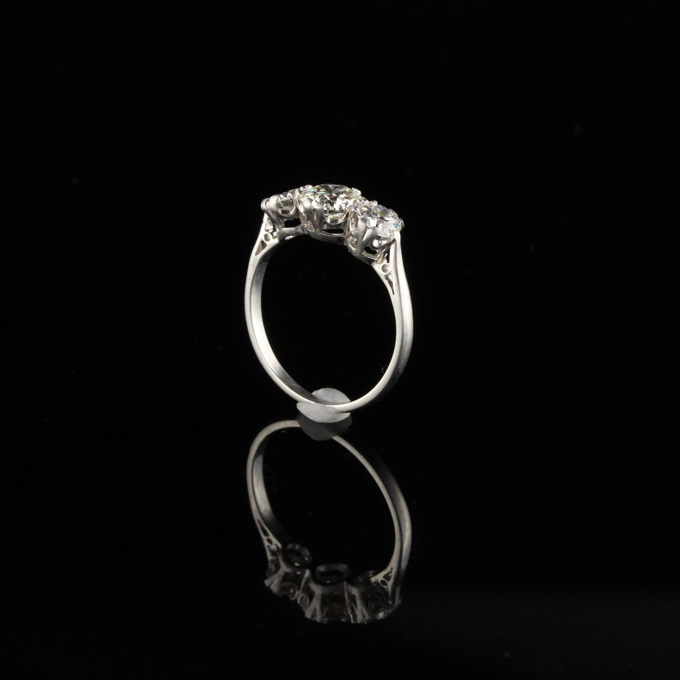 Antique Art Deco Platinum Diamond Engagement Ring - Size 4 3/4