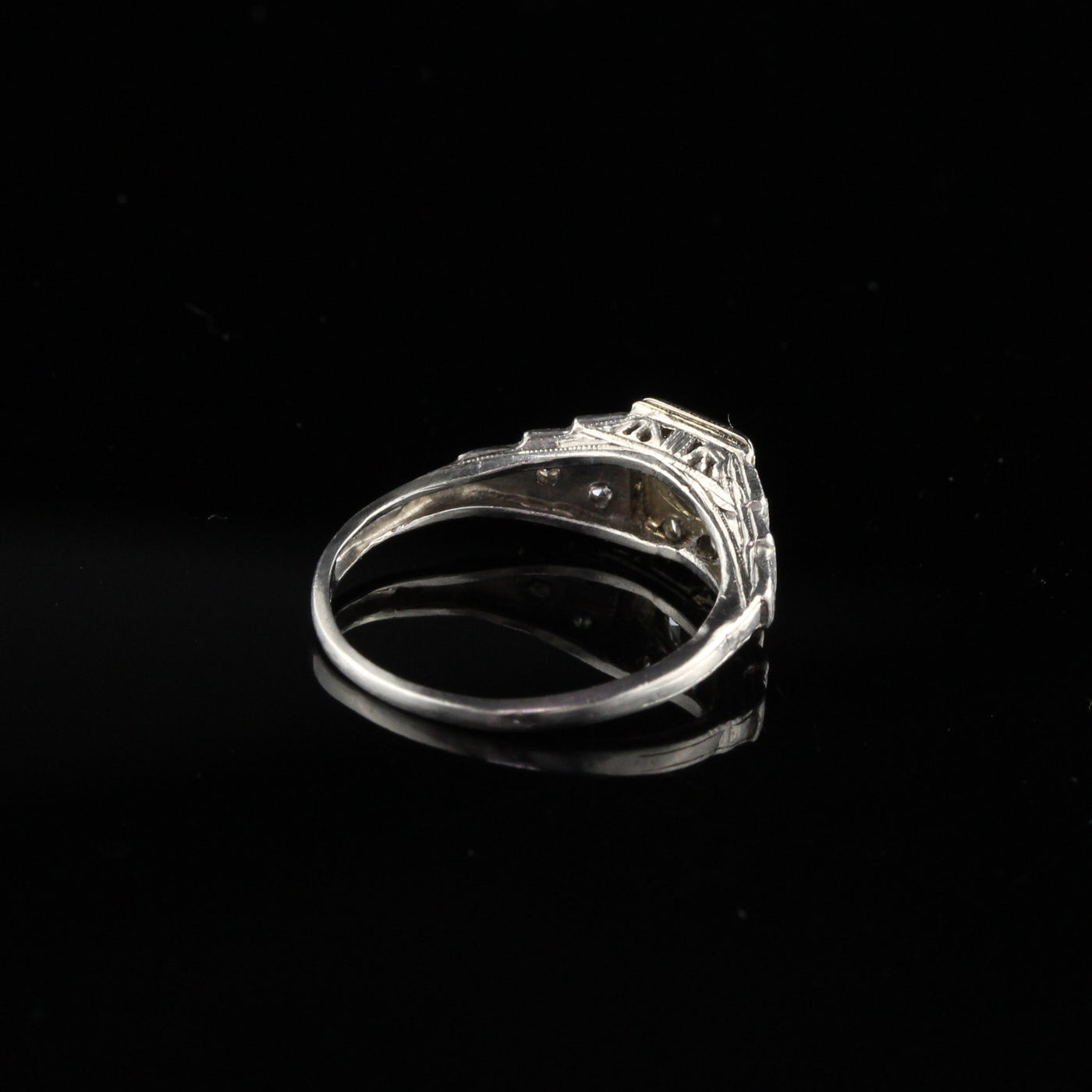 Antique Art Deco Platinum Engagement Ring - Size 6 1/2
