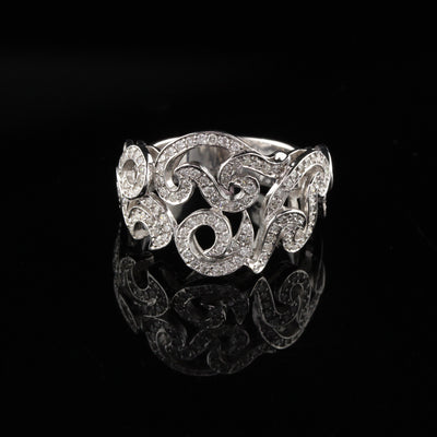 18K White Gold Natan Designer Diamond Ring - Size 7