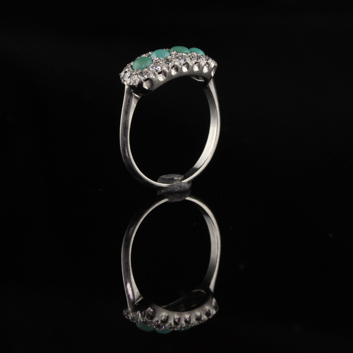 Antique Art Deco Platinum Diamond and Turquoise Ring