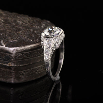 Antique Art Deco Platinum Engagement Ring - Size 5
