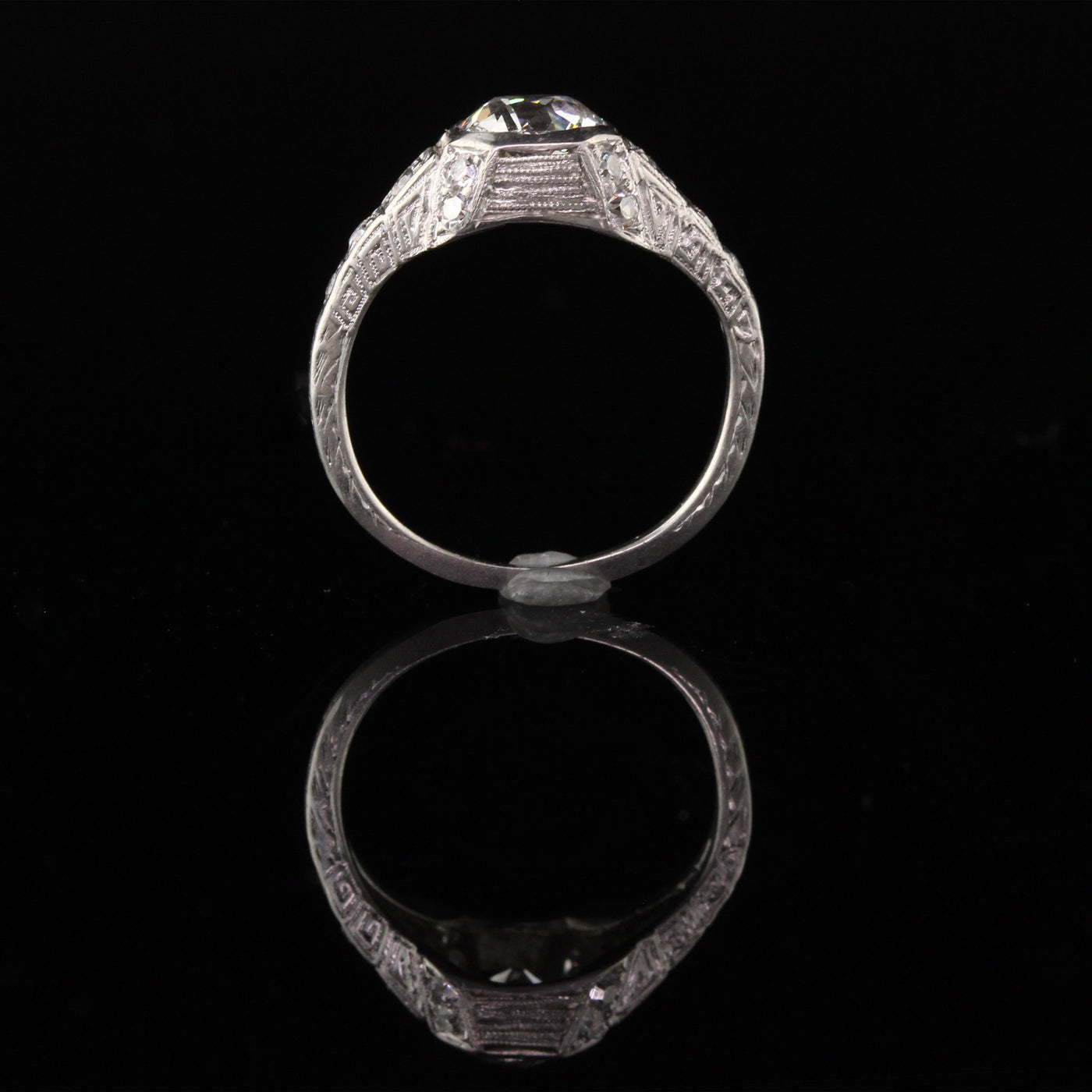 Antique Art Deco Platinum Engagement Ring - Size 5