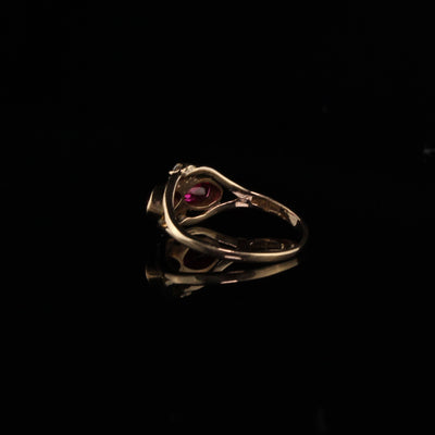 Antique Victorian 14K Yellow Gold Diamond and Ruby Ring