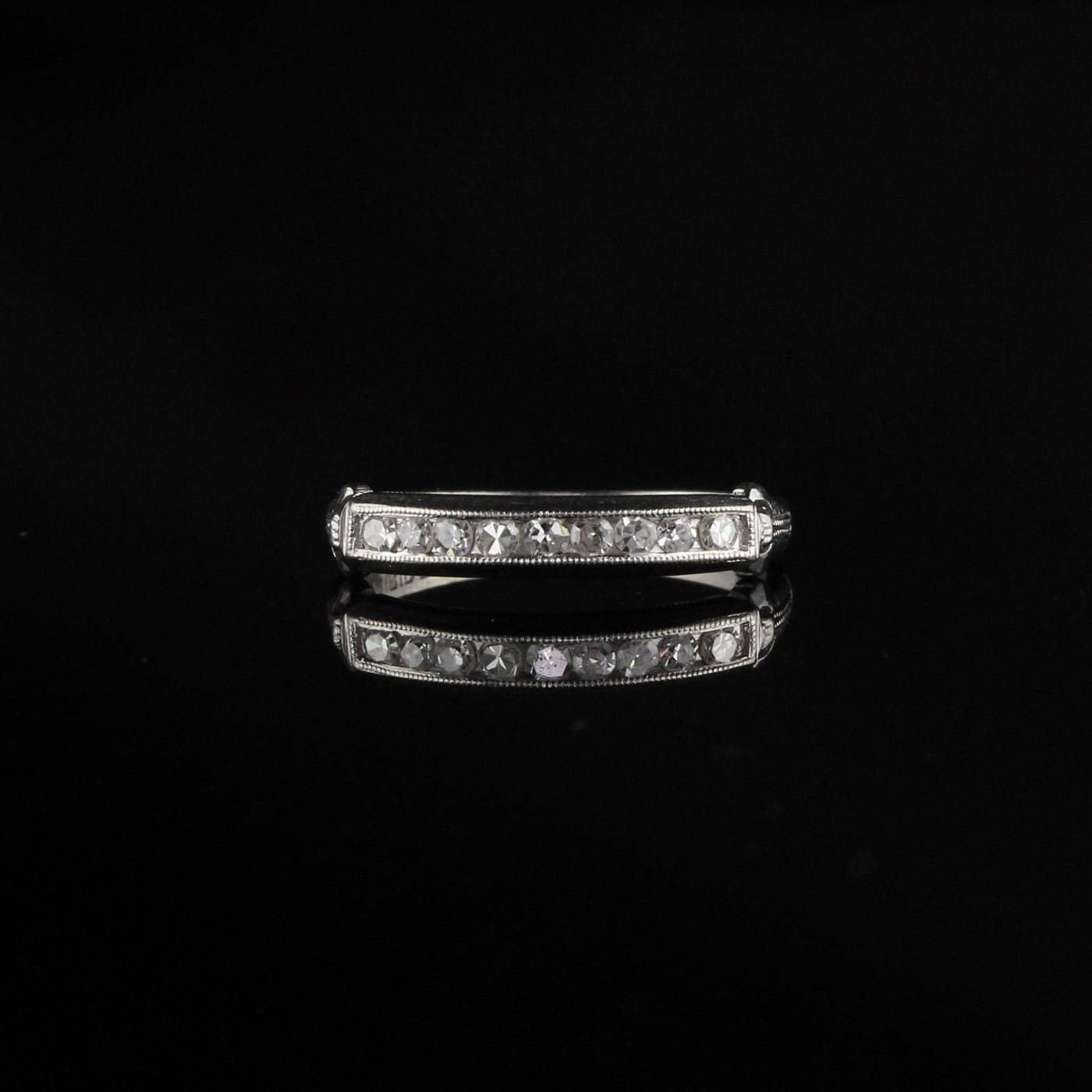 Antique Art Deco Platinum Diamond Wedding Band Ring