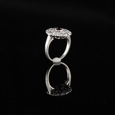 Antique Art Deco Platinum Diamond and Ruby Engagemnt Ring