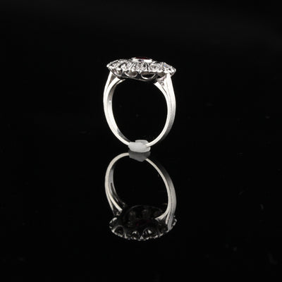 Antique Art Deco Platinum Diamond and Ruby Engagemnt Ring