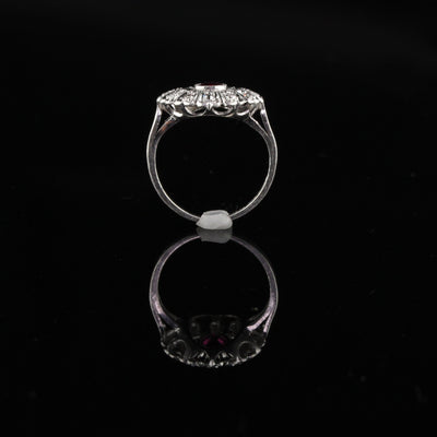 Antique Art Deco Platinum Diamond and Ruby Engagemnt Ring