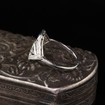 Art Deco Platinum Diamond and Sapphire Engagement Ring