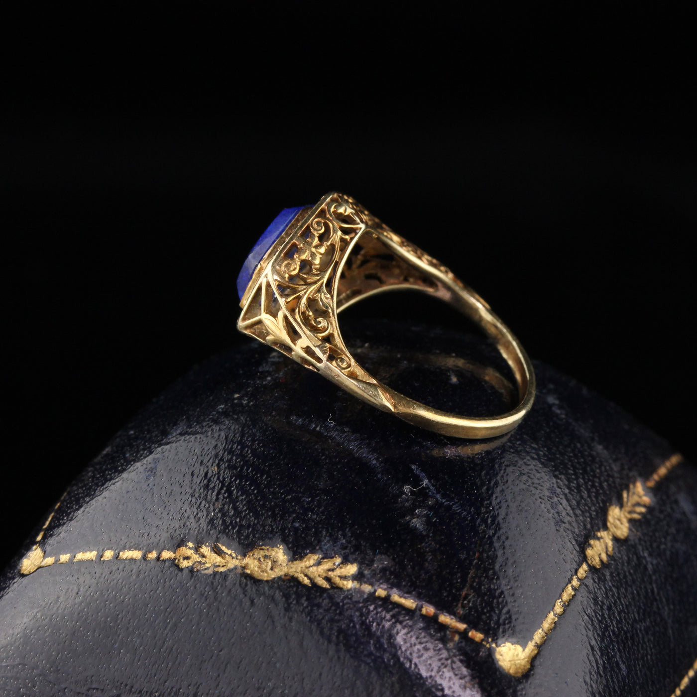 RESERVED - Layaway 2 of 3 - Antique Art Deco 14K Yellow Gold Lapis Lazuli Ring