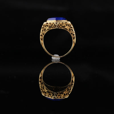 RESERVED - Layaway 1 of 3 - Antique Art Deco 14K Yellow Gold Lapis Lazuli Ring