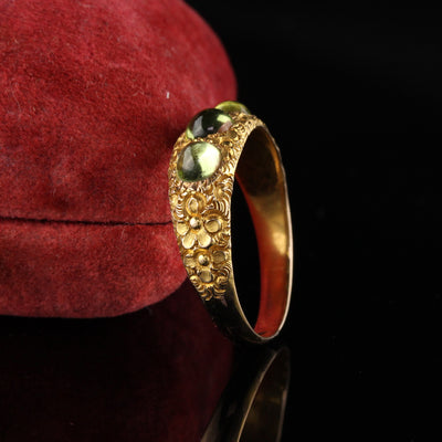 Antique Victorian 14K Yellow Gold Peridot Three Stone Ring - LAYAWAY 3 of 3