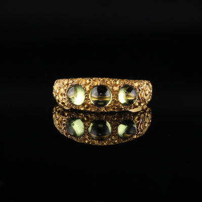 Antique Victorian 14K Yellow Gold Peridot Three Stone Ring - LAYAWAY 1 of 3
