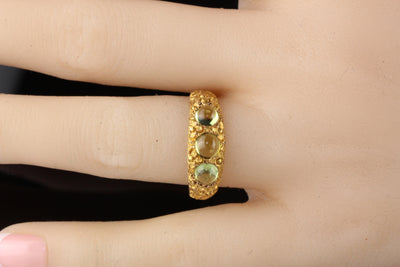 Antique Victorian 14K Yellow Gold Peridot Three Stone Ring - LAYAWAY 3 of 3